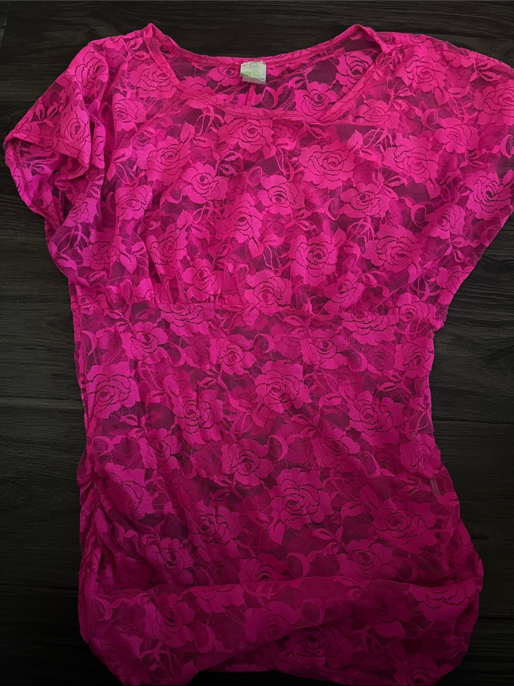 Fuchsia Floral Lace Short-Sleeve Tunic